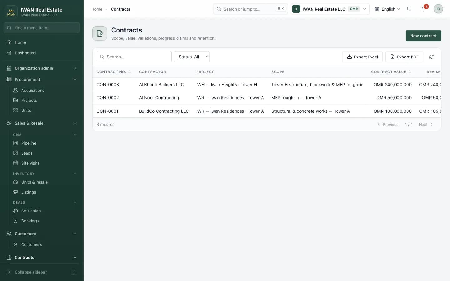 Contracts & payment plans